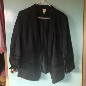 Black Faux Satin Blazer